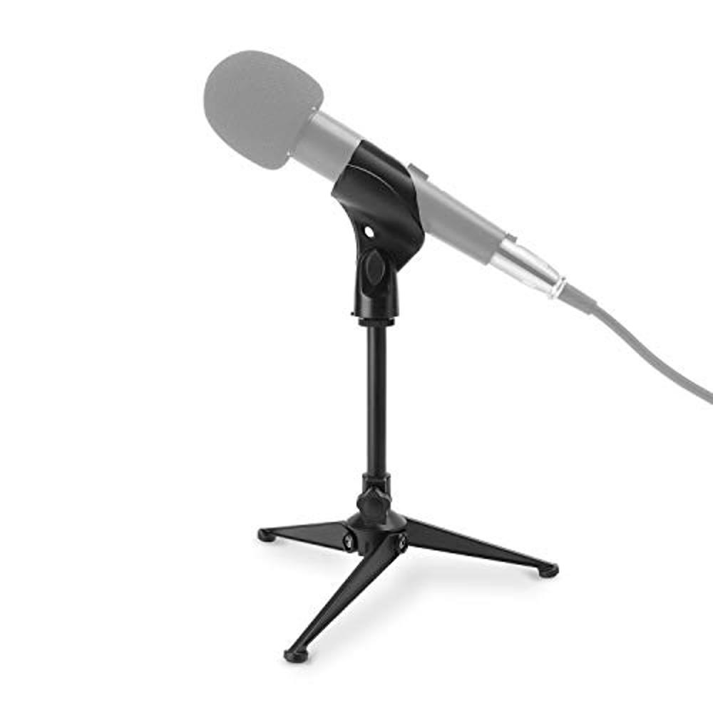  Moukey Soporte para micrófono, trípode con 2 soportes  antideslizantes para clip de micrófono y 2 fundas de espuma, soporte de  micrófono ajustable plegable para cantar, karaoke, escenario y actividades  al aire