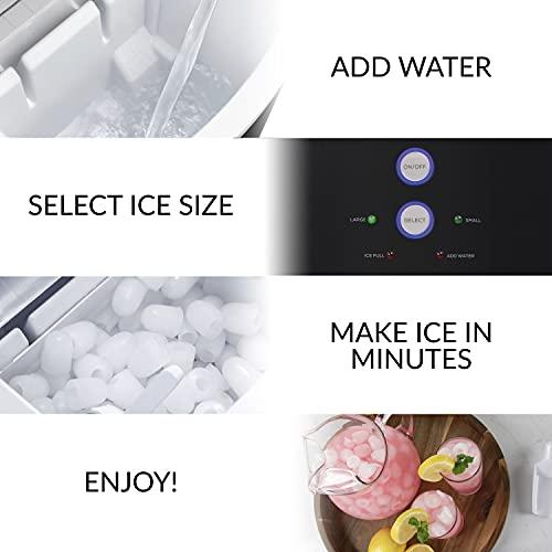 Snoworld Máquina para hacer hielo, con control remoto y función de  autolimpieza, 9 cubos de hielo de bala listos en 8 minutos, cubos de hielo  de 26