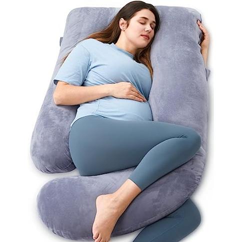 Almohada Embarazada Dormir Verde + Segunda Funda de Almohada Gris, Cojin  Lactancia: Soporte/Apoyo multiusos de maternidad para la espalda, vientre