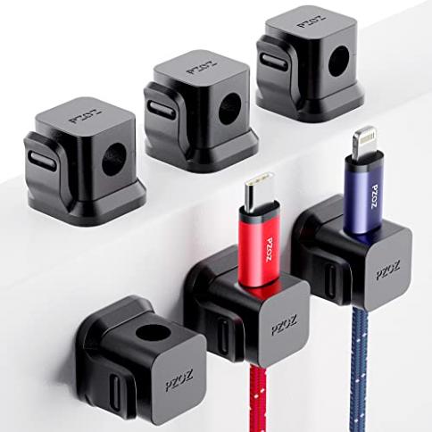 PZOZ - Paquete de 6 organizadores de cables, clips adhesivos para cables de  carga, organizador de soporte