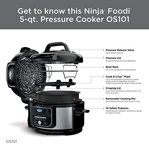 Ninja Foodi - Olla a presión programable 10 en 1 de 5 cuartos de galón y  freidora de aire, acero inoxidable FD101 (renovado)