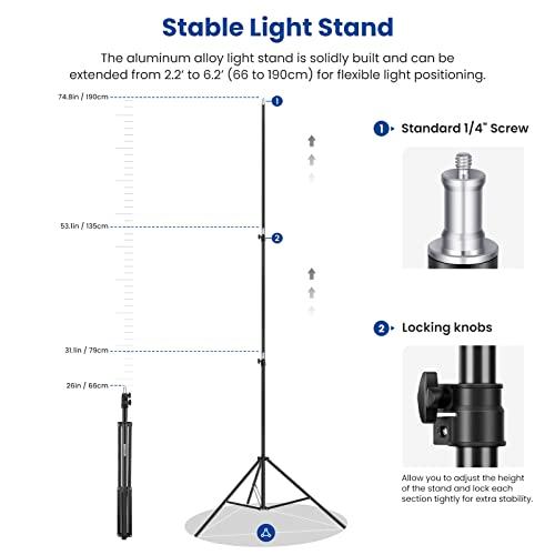 Neewer 2 paquetes de luz de video y soporte de 480 LED bicolor regulables  incluye: 3200 ~ 5600K CRI 96+ panel LED con soporte en U, soporte de luz de