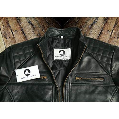 Mens Genuine Leather Biker Jacket Black | Vintage Brown Distressed ...