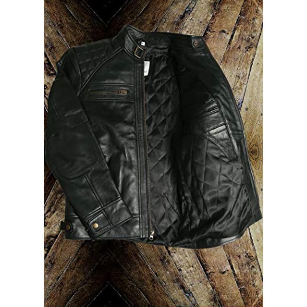 Mens Genuine Leather Biker Jacket Black | Vintage Brown Distressed ...