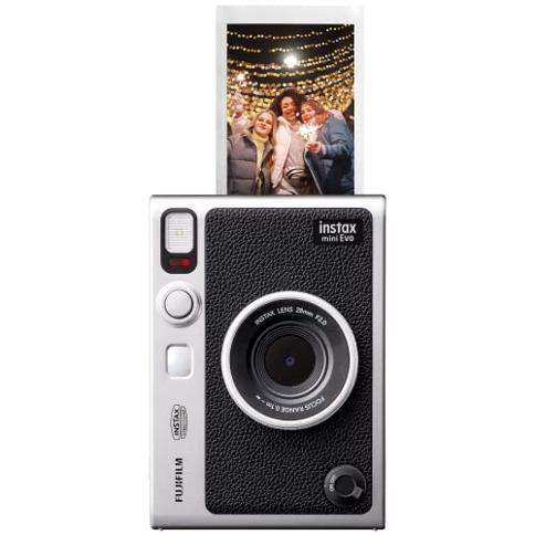 Cámara instantánea Fujifilm Instax Mini Evo, impresora de fotos para  Smartphone, Color marrón y negro + (película blanca opcional Instax Mini 20  hojas)