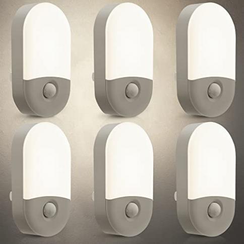 Motion Sensor Night Light Plug in, 2 Pack LOHAS Motion Activated Warm White  3000K Plug Into Wall Night Light for Kids, Adjustable Brightness