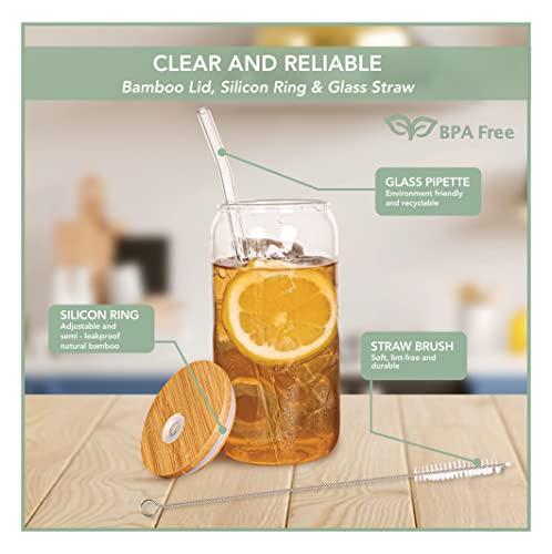 Uptrends Exchange 4 Pack of 20oz Glass Jars with Lids and Straws, Hot