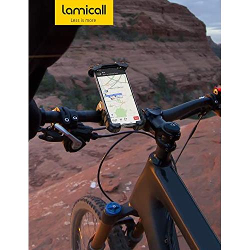  Lamicall - Soporte de celular para manubrio de bicicleta,  motocicleta o scooter ATV, operación con una mano, para iPhone 12/11 Pro  Max/X/XS, Galaxy S10 y 4.7-6.8 pulgadas - negro : Automotriz