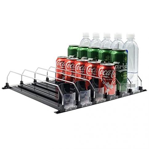  Organizador de latas de 2 niveles (paquete de 2), viene con 4  bandejas para cubitos de hielo, organizador de latas de soda GGIANTGO para  refrigerador, congelador, cocina, encimeras, armarios : Hogar y Cocina