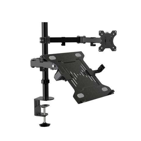 Basics - Soporte para monitor individual, soporte para brazo con  motor de elevación, aluminio, color negro