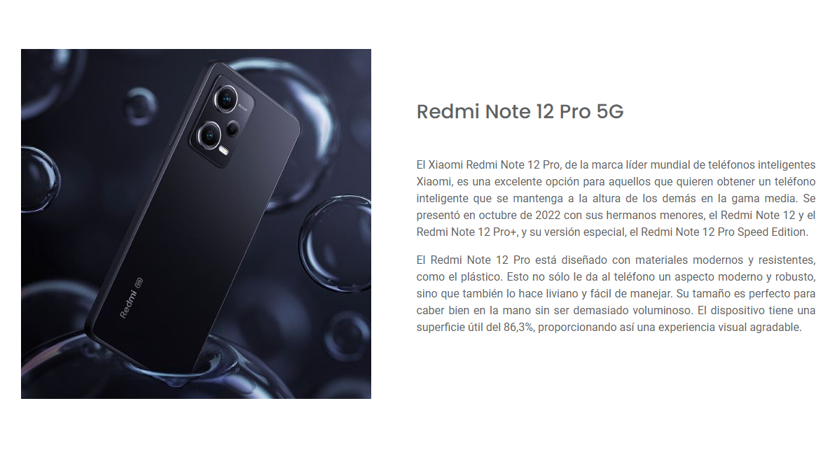 Xiaomi Redmi Note 12 PRO 5G 8GB RAM + 256GB - BLANCO XIAOMI