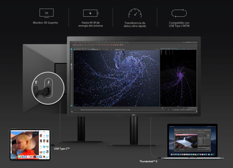 Monitor LG de 27 pulgadas UltraFine 5K IPS con compatibilidad para