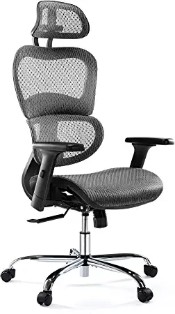  OBBOLLY Silla ergonómica de oficina con respaldo medio, silla  de escritorio de oficina en casa con respaldo plegable y brazos abatibles,  sillas ejecutivas de malla transpirable para computadora con ruedas y