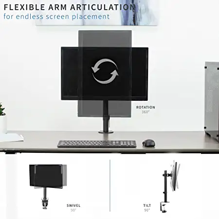 VIVO Soporte de escritorio de 13 a 38 pulgadas para monitor ultraancho y  mesa de TV con base de vidrio, giratorio, ajuste de altura, soporte para
