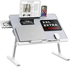 SAIJI - Bandeja de cama para laptop, mesa ajustable XL para laptop,  escritorio plegable para portátil con cajón de almacenamiento y soporte  para